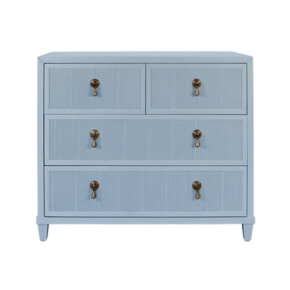 Worlds Away - Four Drawer Chest With Fluted Drawer Fronts In Matte Light Blue Lacquer - PASCAL LB view 2