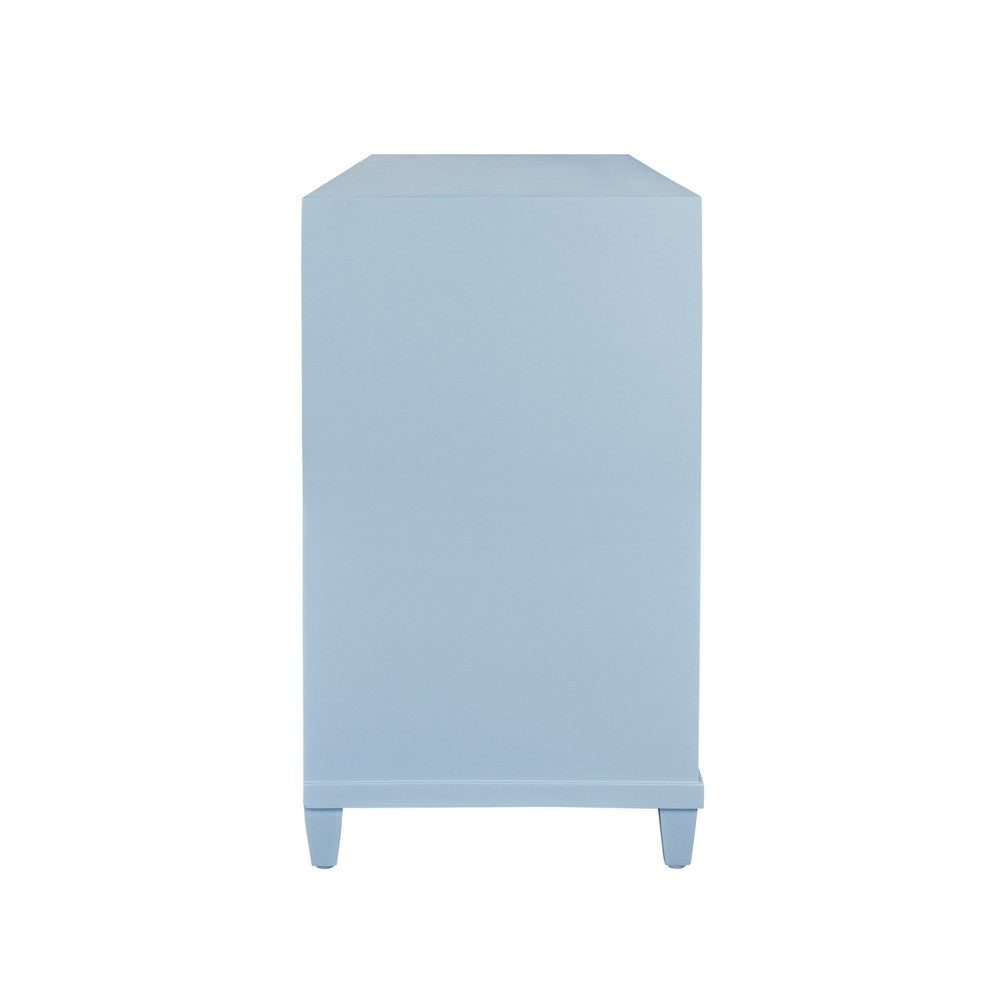 Worlds Away - Four Drawer Chest With Fluted Drawer Fronts In Matte Light Blue Lacquer - PASCAL LB view 4