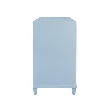 Worlds Away - Four Drawer Chest With Fluted Drawer Fronts In Matte Light Blue Lacquer - PASCAL LB view 4