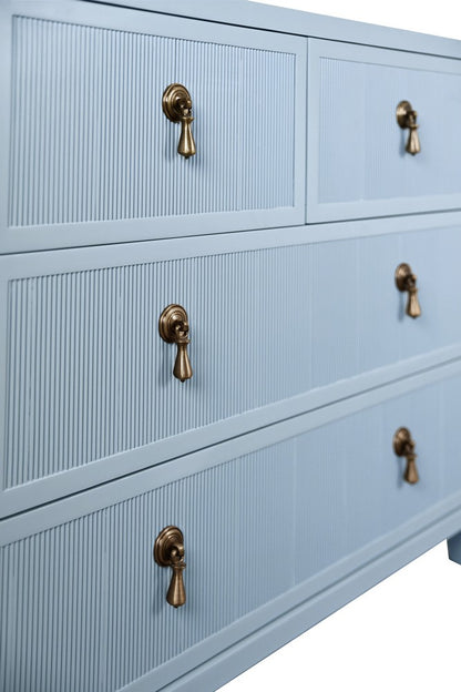 Worlds Away - Four Drawer Chest With Fluted Drawer Fronts In Matte Light Blue Lacquer - PASCAL LB view 5