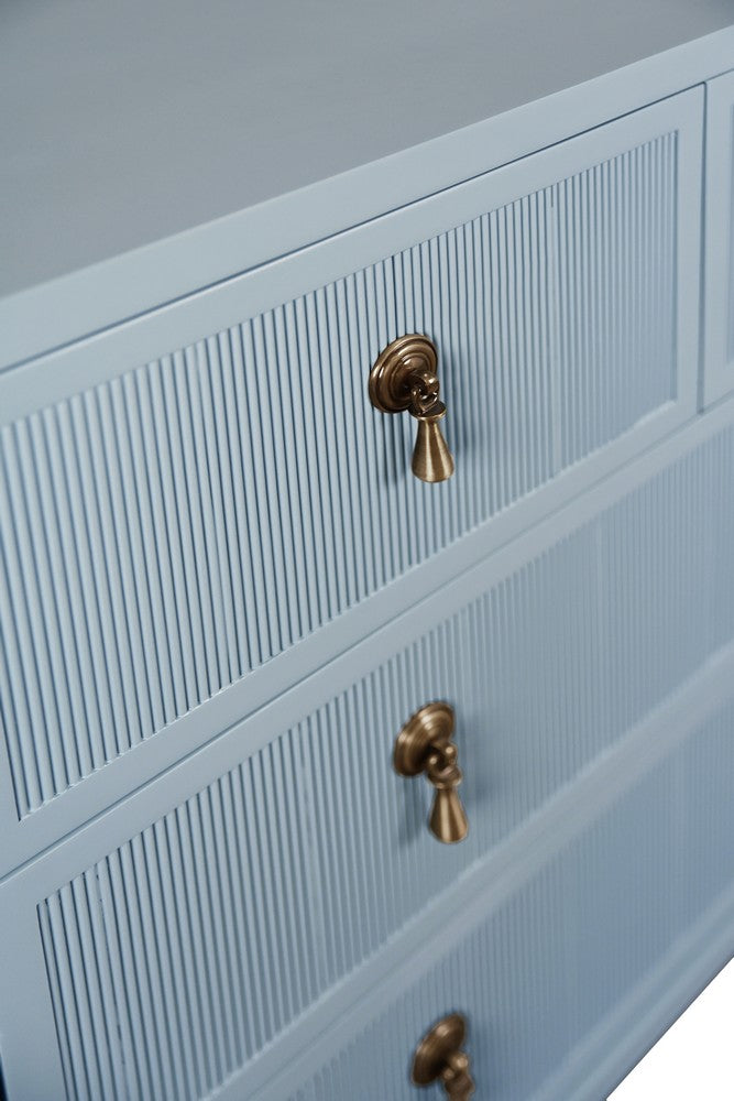 Worlds Away - Four Drawer Chest With Fluted Drawer Fronts In Matte Light Blue Lacquer - PASCAL LB view 6