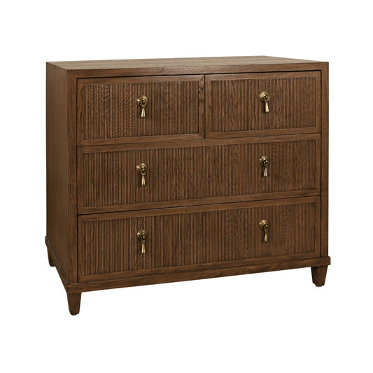 Worlds Away - Four Drawer Chest With Fluted Drawer Fronts In Provincial Brown Oak - PASCAL PBO view 1