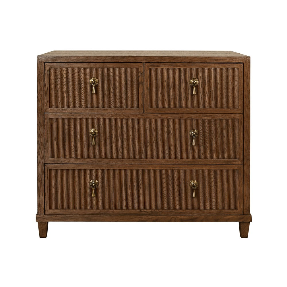 Worlds Away - Four Drawer Chest With Fluted Drawer Fronts In Provincial Brown Oak - PASCAL PBO view 2