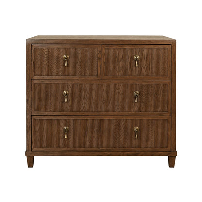 Worlds Away - Four Drawer Chest With Fluted Drawer Fronts In Provincial Brown Oak - PASCAL PBO view 2