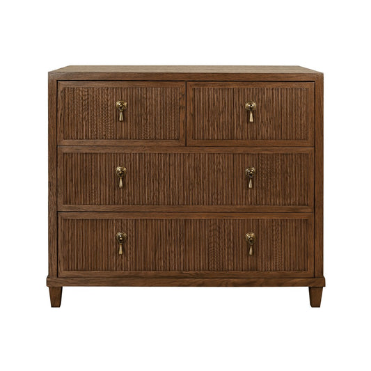 Worlds Away - Four Drawer Chest With Fluted Drawer Fronts In Provincial Brown Oak - PASCAL PBO view 2