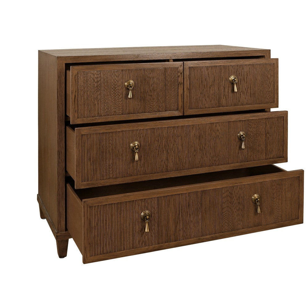 Worlds Away - Four Drawer Chest With Fluted Drawer Fronts In Provincial Brown Oak - PASCAL PBO view 3