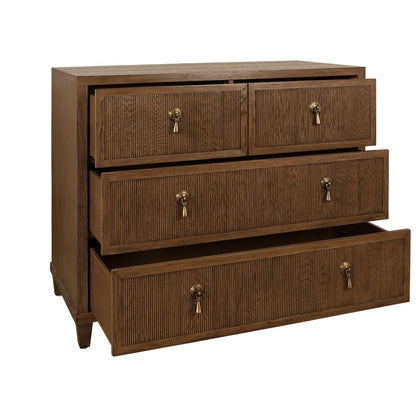 Worlds Away - Four Drawer Chest With Fluted Drawer Fronts In Provincial Brown Oak - PASCAL PBO view 3