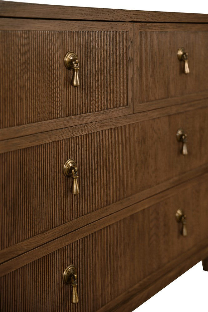 Worlds Away - Four Drawer Chest With Fluted Drawer Fronts In Provincial Brown Oak - PASCAL PBO view 5
