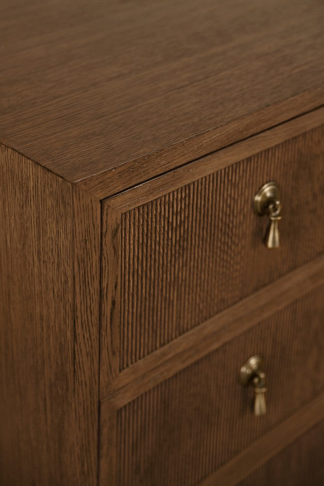 Worlds Away - Four Drawer Chest With Fluted Drawer Fronts In Provincial Brown Oak - PASCAL PBO view 6