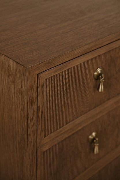 Worlds Away - Four Drawer Chest With Fluted Drawer Fronts In Provincial Brown Oak - PASCAL PBO view 6