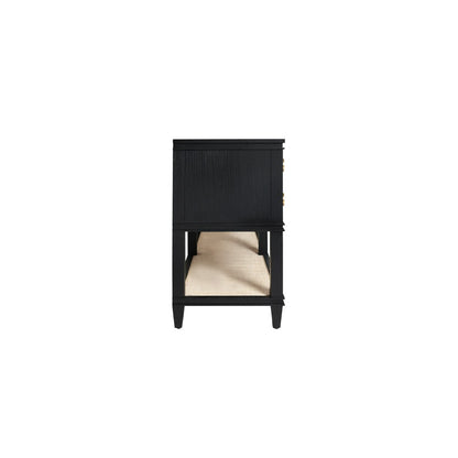 Worlds Away - Four Drawer Console With Open Cane Shelf In Black Oak - RICHMOND BO view 3