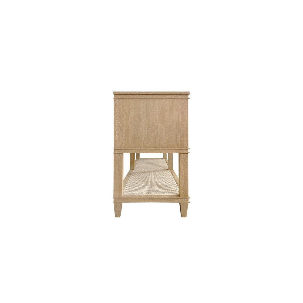 Worlds Away - Four Drawer Console With Open Cane Shelf In Cerused Oak - RICHMOND CO view 3