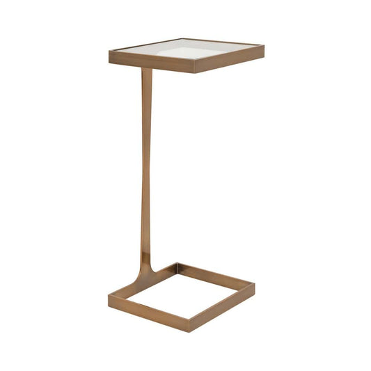 Worlds Away - Glass Top Square Cigar Table In Antique Brass - MAISEL ABR view 1