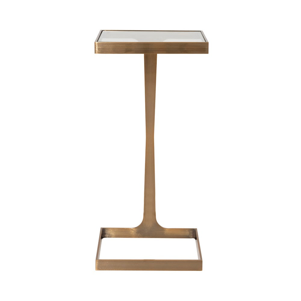 Worlds Away - Glass Top Square Cigar Table In Antique Brass - MAISEL ABR view 2