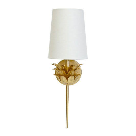 Worlds Away - Gld Lf One Arm Sconce W 3 Lr Lf Motif & Wh Linen Shd - DELILAH G view 1