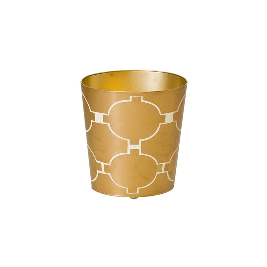 Worlds Away - Gold And Cream Modern Wastebasket - WBACADIAGL view 1