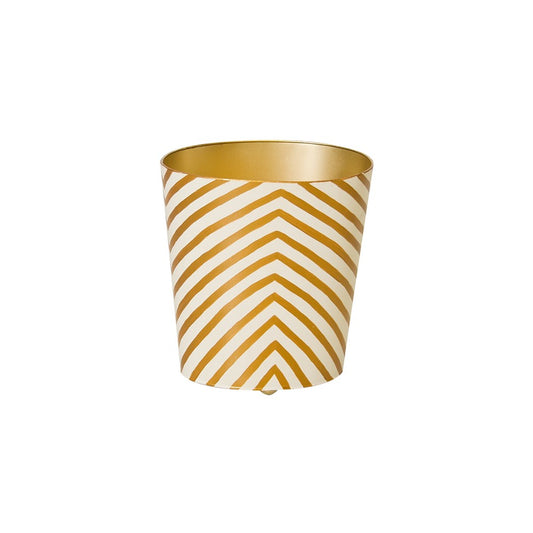 Worlds Away - Gold And Cream Zebra Wastebasket - WBZEGO view 1