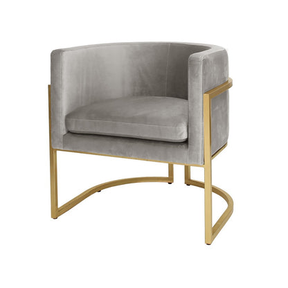Worlds Away - Gold Leaf Frame Barrel Chair In Grey Velvet - JENNA GGRY view 1