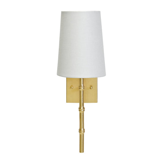 Worlds Away - Gold Leaf Sconce W Bamboo Detail & White Linen Shade - MOLLY G view 1