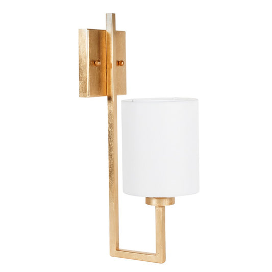 Worlds Away - Gold Leaf Sconce With White Linen Shade - BECKHAM G view 1