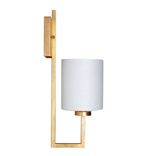 Worlds Away - Gold Leaf Sconce With White Linen Shade - BECKHAM G view 2