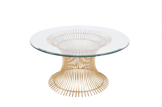 Worlds Away - Gold Lf Iron Coffee Table Base W 42"D Bvld Glass - POWELL CF 42" view 1