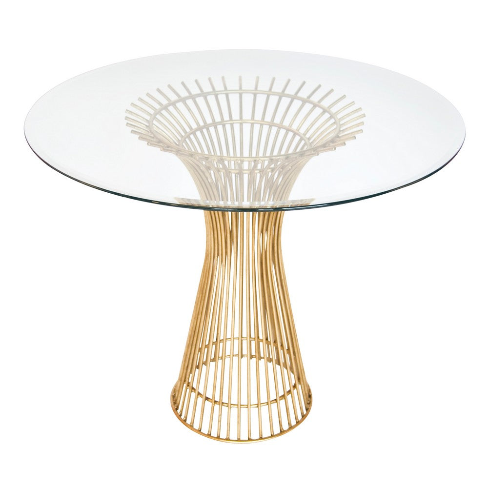 Worlds Away - Gold Lf Iron Table Base W 42"D Bvld Glass - POWELL 42 view 1