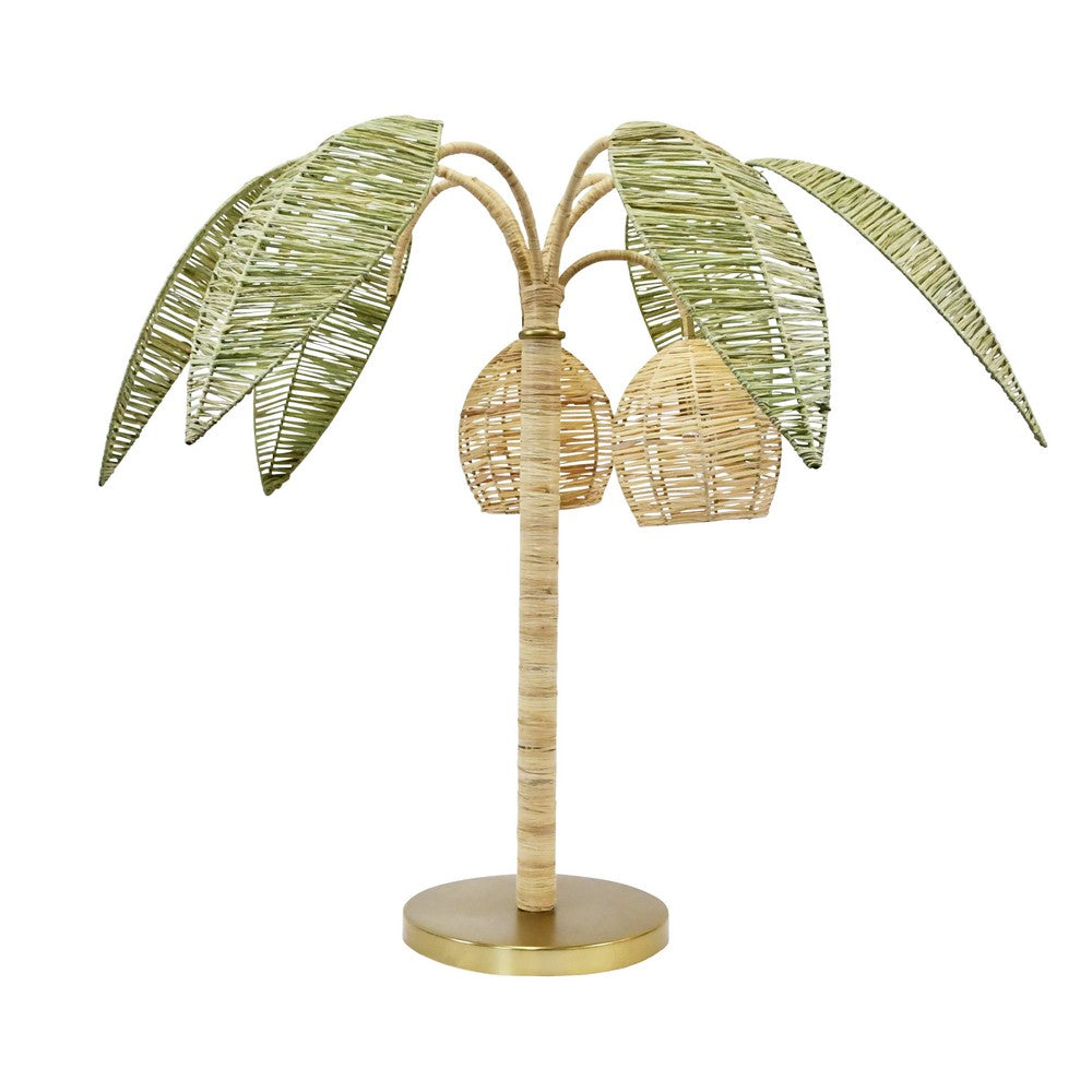 Worlds Away - Green And Natural Paper Rafia Table Lamp With Brass Details - SOLA view 2