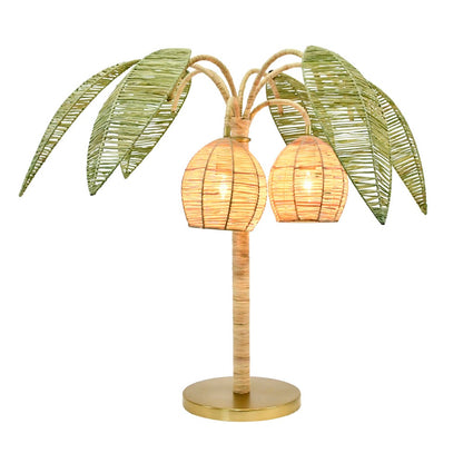 Worlds Away - Green And Natural Paper Rafia Table Lamp With Brass Details - SOLA view 3