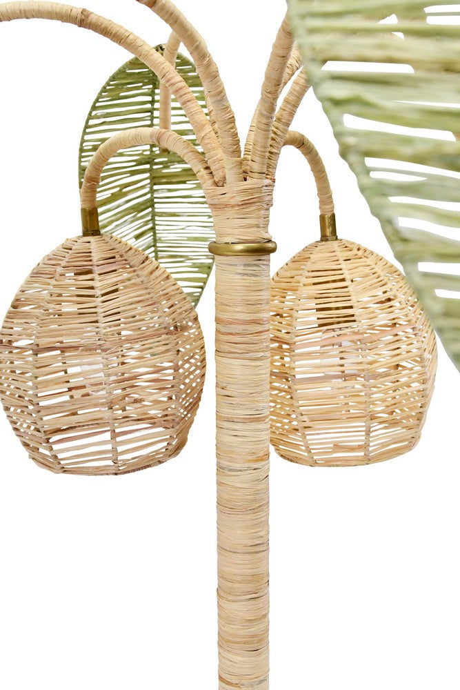 Worlds Away - Green And Natural Paper Rafia Table Lamp With Brass Details - SOLA view 4