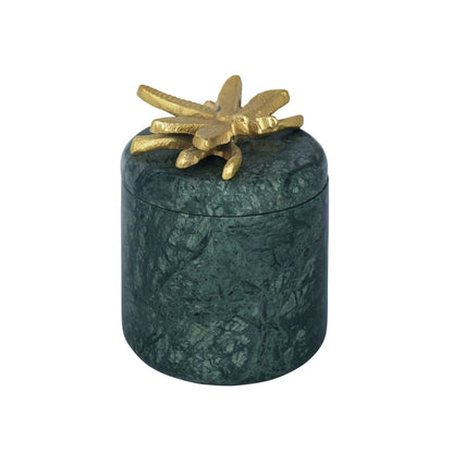 Worlds Away - Green Marble Container With Brass Dragonfly Top - DARNER view 1