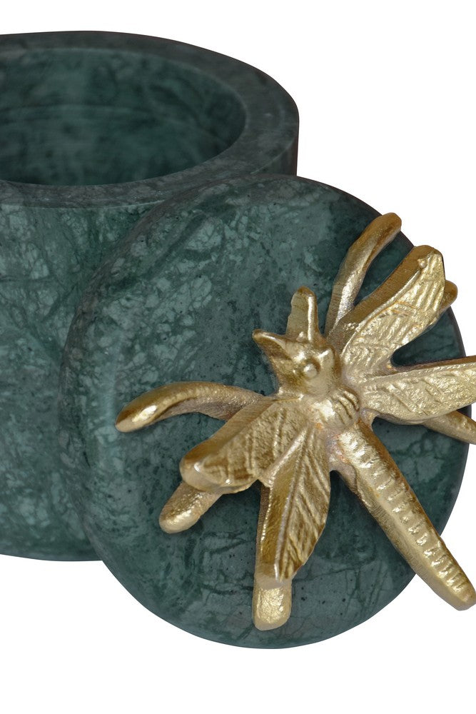 Worlds Away - Green Marble Container With Brass Dragonfly Top - DARNER view 4