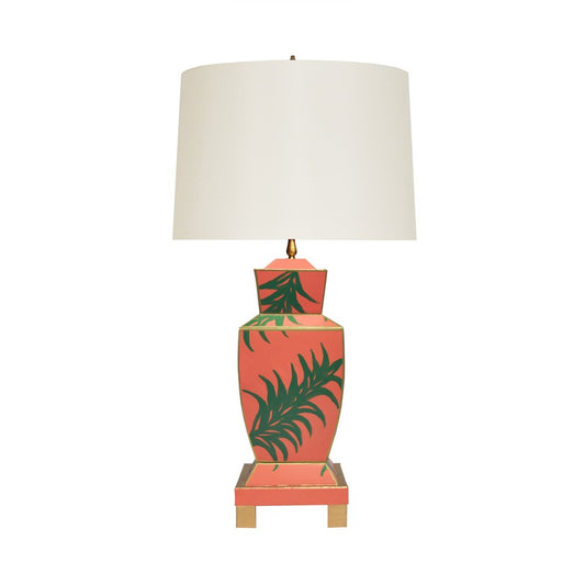 Worlds Away - Hand Painted Urn Shape Tole Table Lamp In Palm - BIANCA PALM view 1