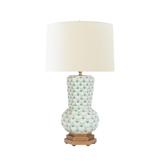 Worlds Away - Handpainted Gourd Shape Tole Table Lamp In Green Scale Pattern - CATALINA SCALE GR view 1