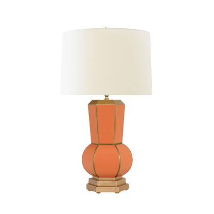 Worlds Away - Handpainted Gourd Shape Tole Table Lamp In Orange With Gold Detail - CATALINA OR view 1