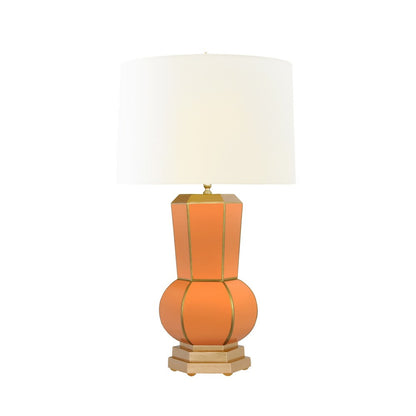 Worlds Away - Handpainted Gourd Shape Tole Table Lamp In Orange With Gold Detail - CATALINA OR view 2