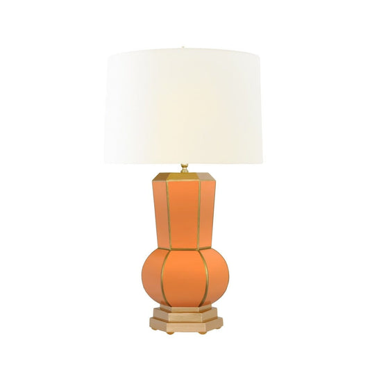 Worlds Away - Handpainted Gourd Shape Tole Table Lamp In Orange With Gold Detail - CATALINA OR view 2
