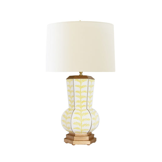 Worlds Away - Handpainted Gourd Shape Tole Table Lamp In Yellow Trail Pattern - CATALINA TRAIL YL view 1