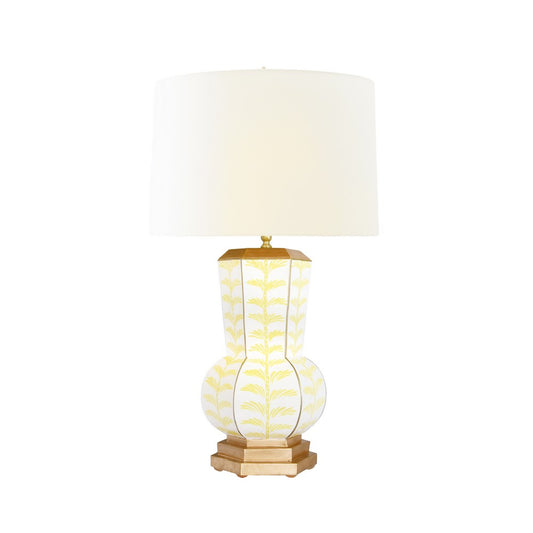 Worlds Away - Handpainted Gourd Shape Tole Table Lamp In Yellow Trail Pattern - CATALINA TRAIL YL view 2