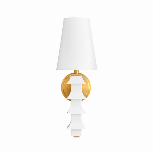 Worlds Away - Handpainted Tole Pagoda Sconce In White - SEDONA WH view 2