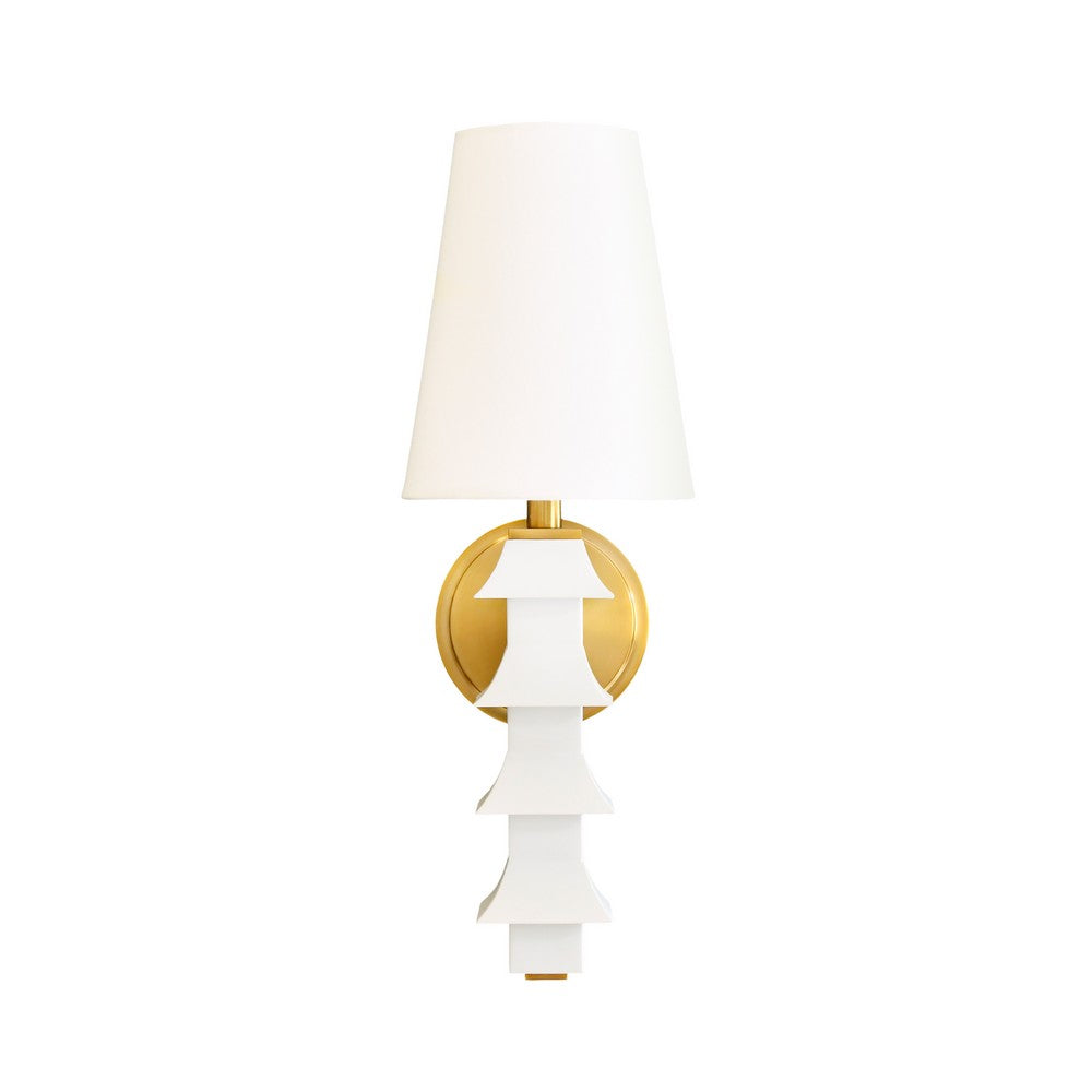 Worlds Away - Handpainted Tole Pagoda Sconce In White - SEDONA WH view 3