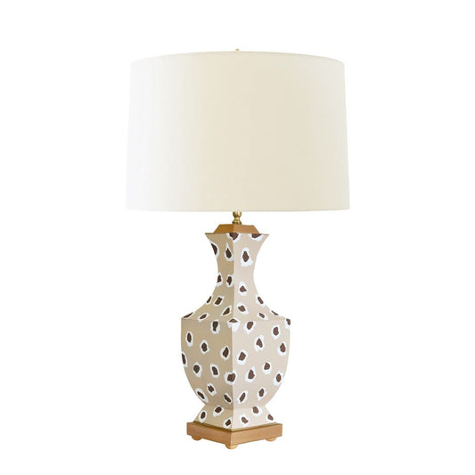 Worlds Away - Handpainted Tole Table Lamp In Brown Leopard Pattern - GINA LEOP BR view 1