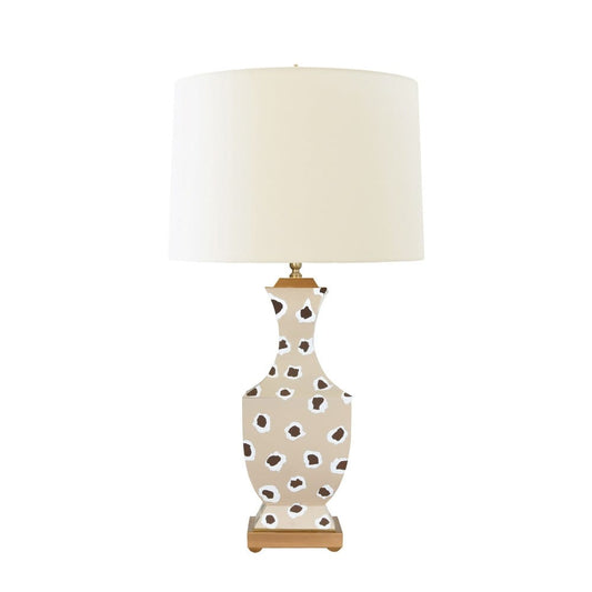 Worlds Away - Handpainted Tole Table Lamp In Brown Leopard Pattern - GINA LEOP BR view 2