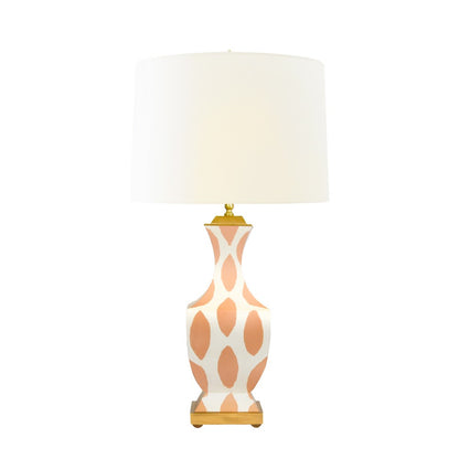 Worlds Away - Handpainted Tole Table Lamp In Coral Ikat Pattern - GINA IKAT CO view 1