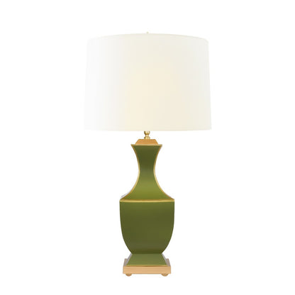 Worlds Away - Handpainted Tole Table Lamp In Olive With Gold Detail - GINA OLV view 1