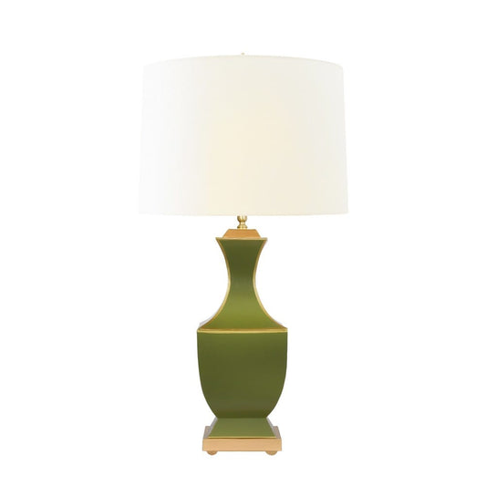 Worlds Away - Handpainted Tole Table Lamp In Olive With Gold Detail - GINA OLV view 1
