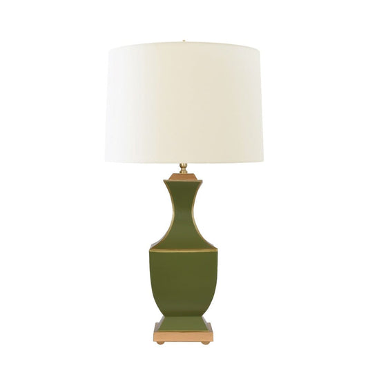 Worlds Away - Handpainted Tole Table Lamp In Olive With Gold Detail - GINA OLV view 2