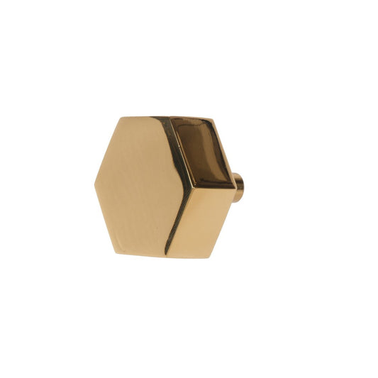 Worlds Away - Hexagon Shaped Pull In Brass Finish - HEX HBR view 1