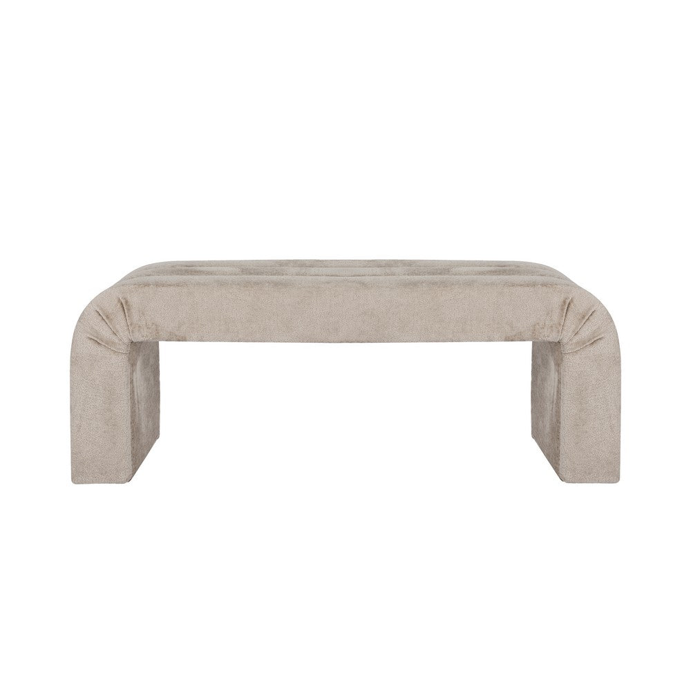 Worlds Away - Horizontal Channeled Bench In Taupe Textured Chenille - MERCER TP view 2