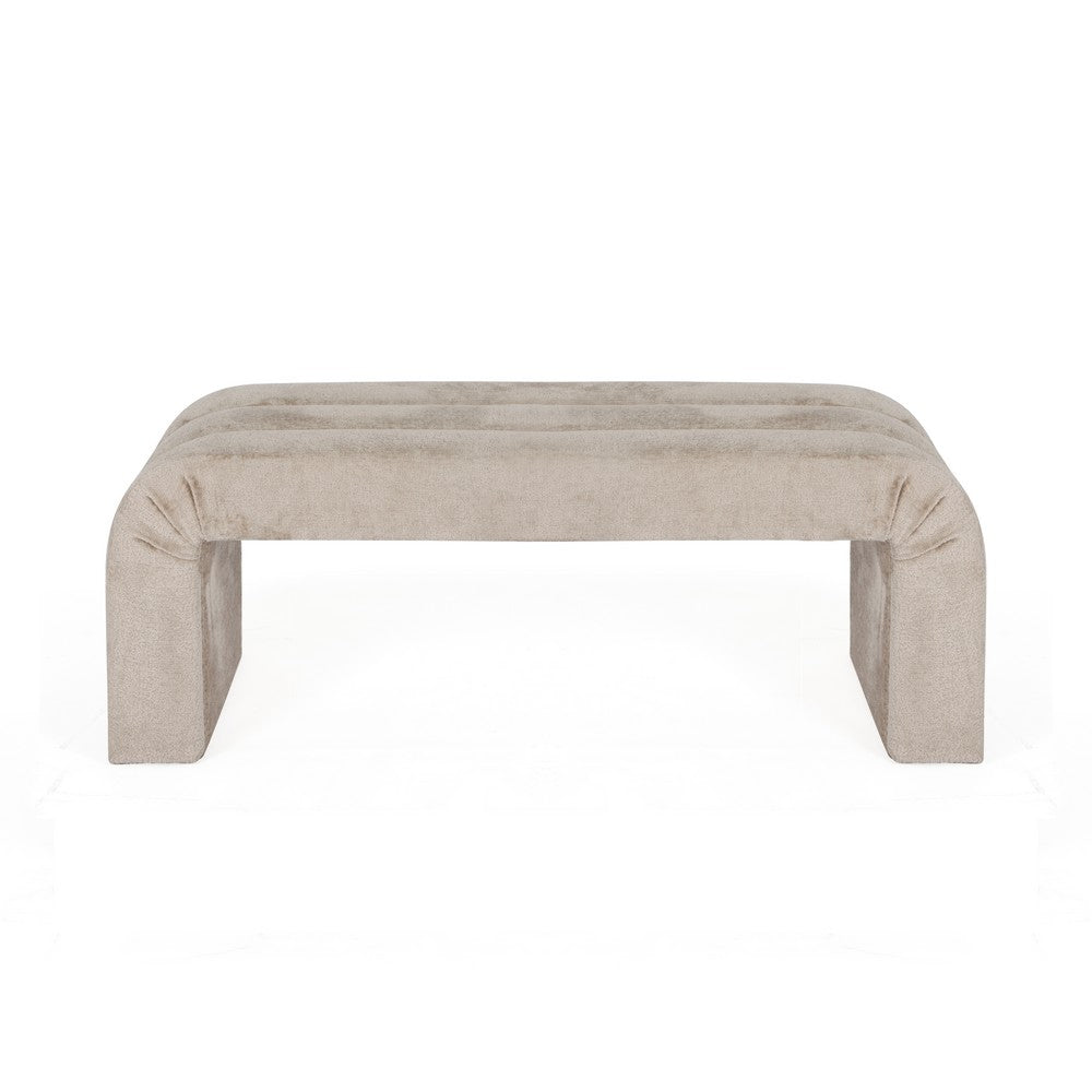 Worlds Away - Horizontal Channeled Bench In Taupe Textured Chenille - MERCER TP view 3